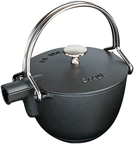 Matte black cast iron tea kettle