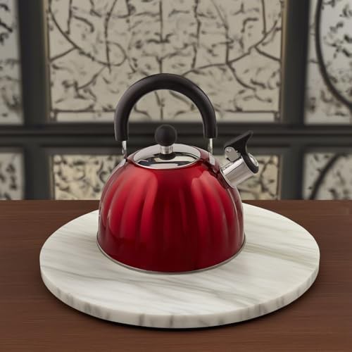 Metallic red pumpkin shaped whistling kettle — photo 5