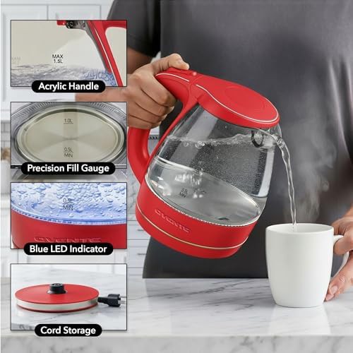 Red glass electric water boiler — photo 4