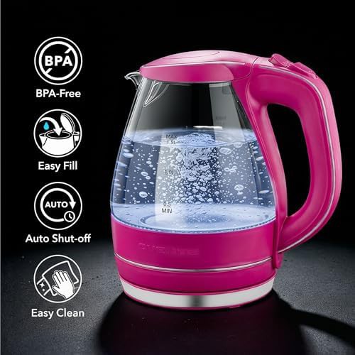Pink glass electric water boiler — photo 3