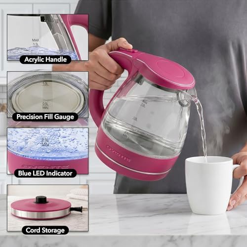 Pink glass electric water boiler — photo 4