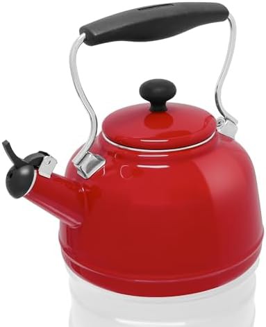 Chili Red Vintage Enamel Whistling Kettle