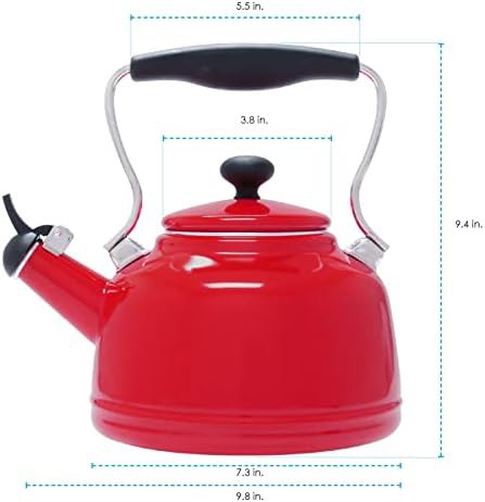 Chili Red Vintage Enamel Whistling Kettle — photo 3