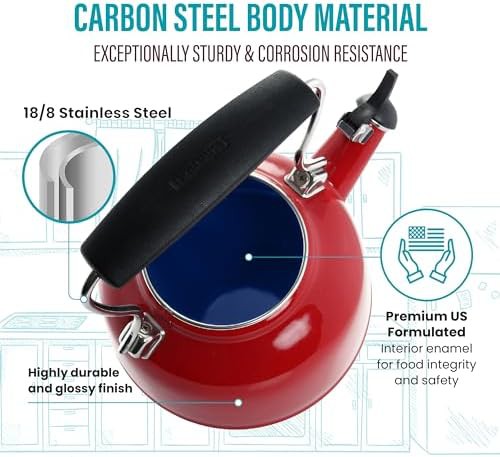 Chili Red Vintage Enamel Whistling Kettle — photo 4