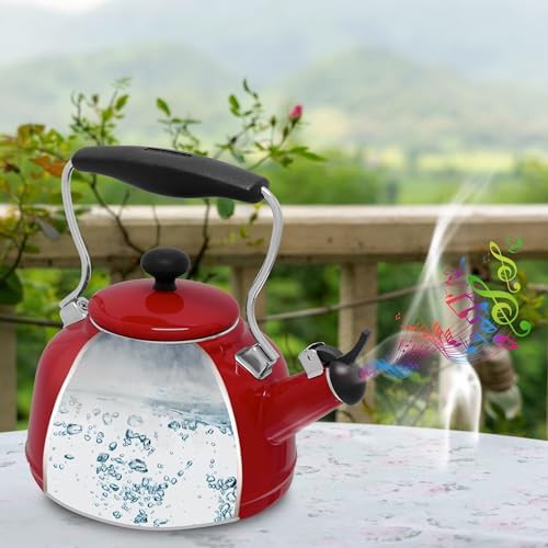 Chili Red Vintage Enamel Whistling Kettle — photo 5