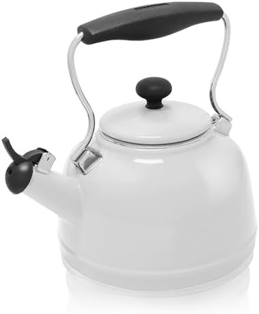 White Vintage Series Enamel Whistling Kettle