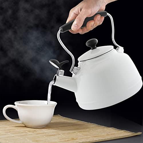 White Vintage Series Enamel Whistling Kettle — photo 4