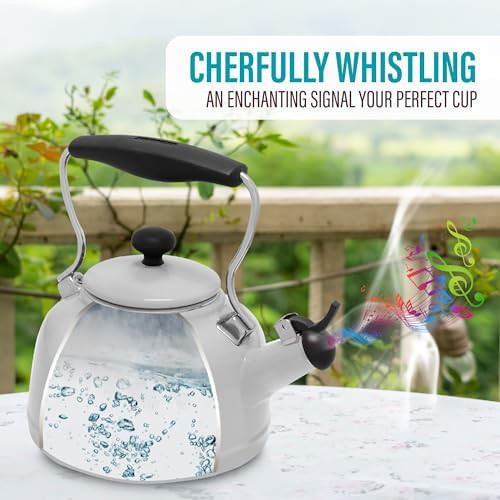 White Vintage Series Enamel Whistling Kettle — photo 5