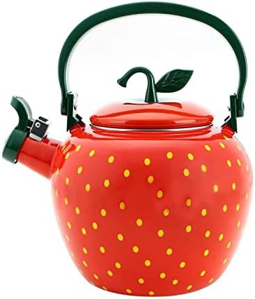 Strawberry design enamel steel tea kettle