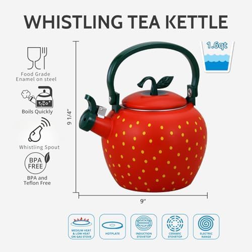 Strawberry design enamel steel tea kettle — photo 4