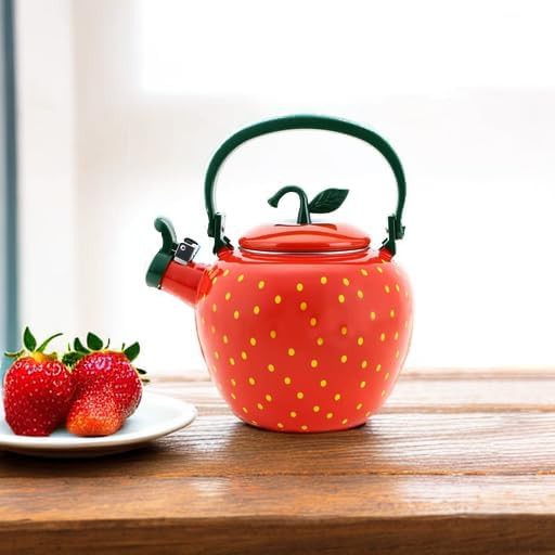 Strawberry design enamel steel tea kettle — photo 5