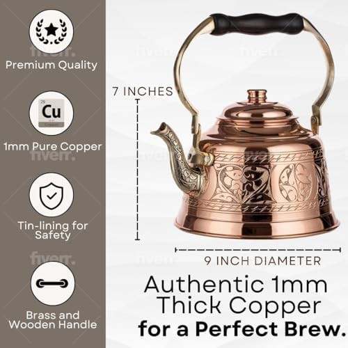 Heavy gauge hammered solid copper teapot — photo 3
