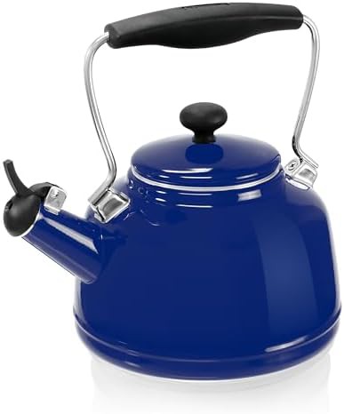Cobalt Blue Vintage Enamel Whistling Kettle