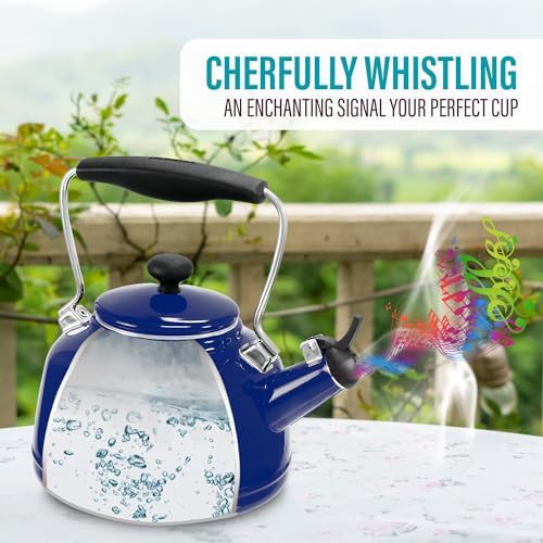 Cobalt Blue Vintage Enamel Whistling Kettle — photo 4