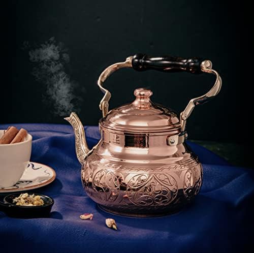 Handmade engraved uncoated copper teapot — photo 3