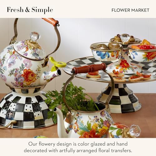 White flower market whistling tea kettle — photo 3