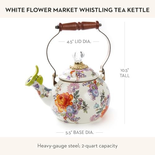 White flower market whistling tea kettle — photo 4