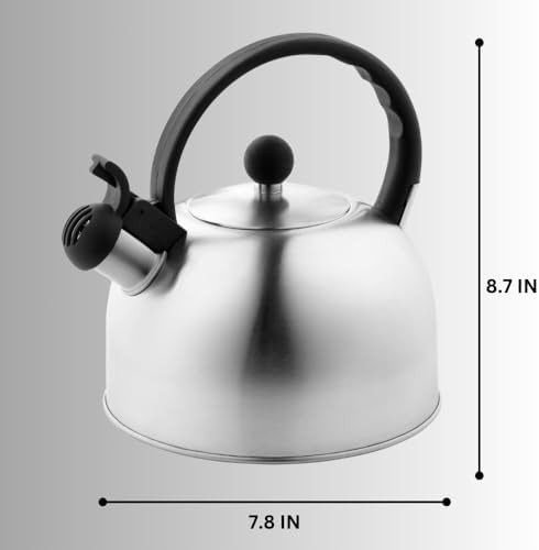 Silver whistling kettle with wood pattern handle — photo 3