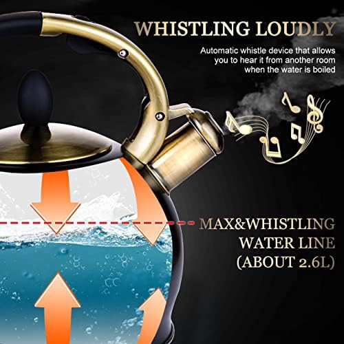 Black food grade steel whistling tea kettle — photo 3