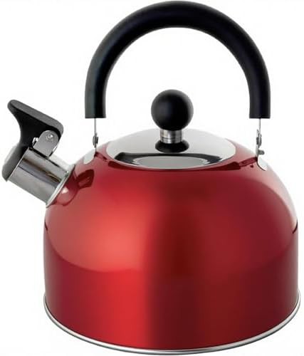 Large Red Stainless Steel Whistling Kettle
