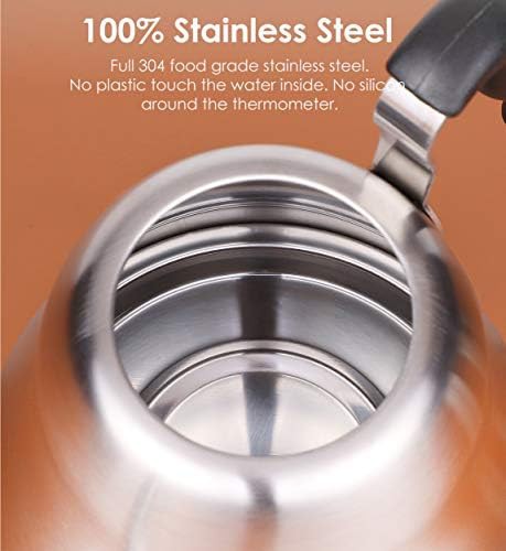 Brushed gooseneck kettle with built-in thermometer — photo 3