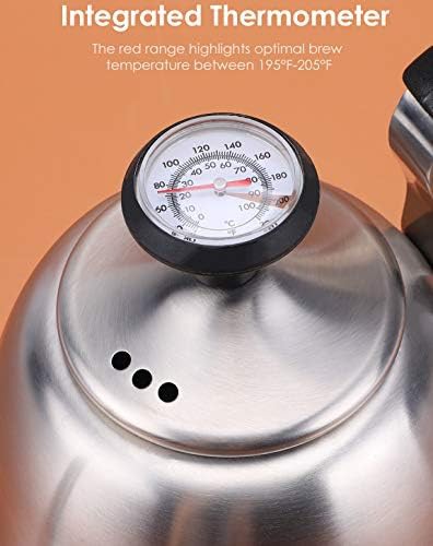 Brushed gooseneck kettle with built-in thermometer — photo 4