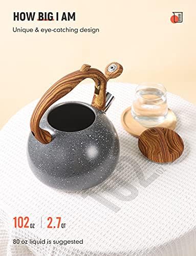 Starry gray whistling tea kettle with cool handle — photo 3