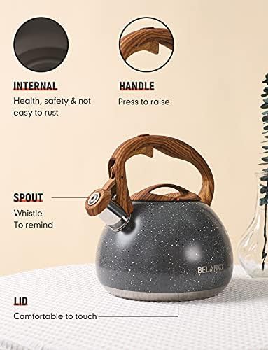 Starry gray whistling tea kettle with cool handle — photo 4
