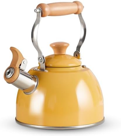 Yellow Whistling Stainless Steel Kettle 1.6 Quart
