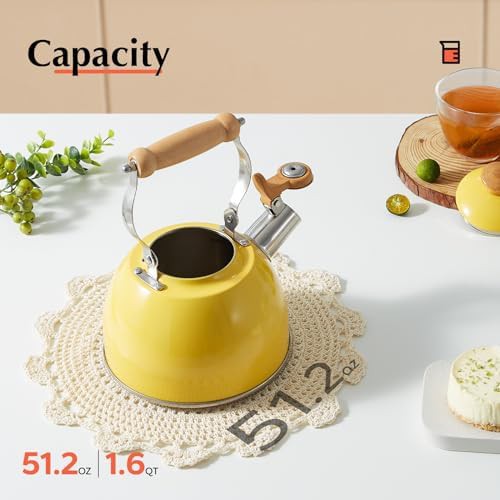 Yellow Whistling Stainless Steel Kettle 1.6 Quart — photo 3