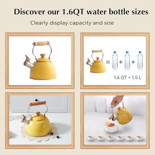 Yellow Whistling Stainless Steel Kettle 1.6 Quart — photo 4