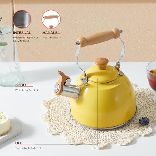 Yellow Whistling Stainless Steel Kettle 1.6 Quart — photo 5