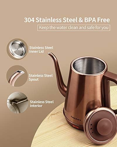 Copper finish gooseneck electric tea kettle — photo 3