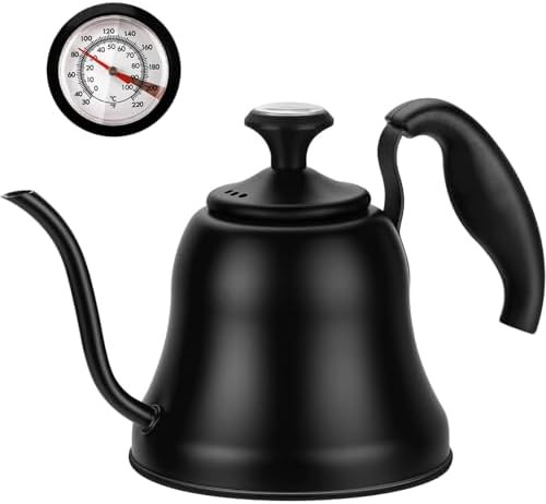 Matte black gooseneck kettle with thermometer