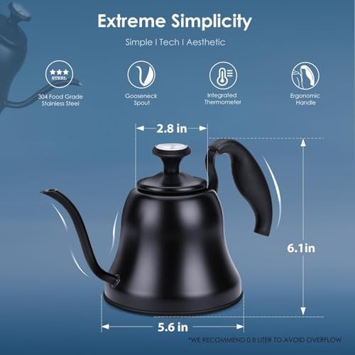Matte black gooseneck kettle with thermometer — photo 5