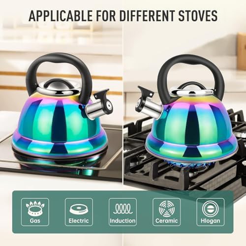 Rainbow whistling kettle with folding handle — photo 4