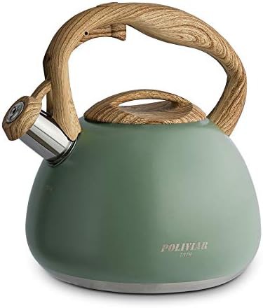 Seaweed Green Kettle with Wood Pattern Handle