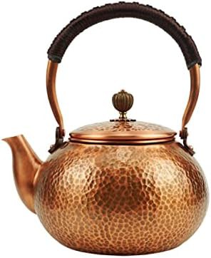 Hammered solid copper tea pot medium size