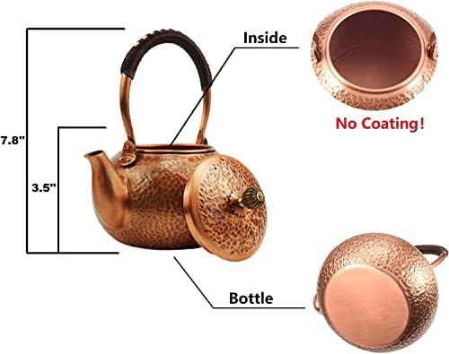 Hammered solid copper tea pot medium size — photo 3