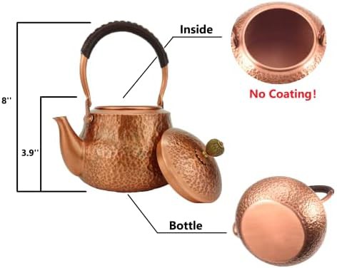 Hammered solid copper tea pot large size — photo 3