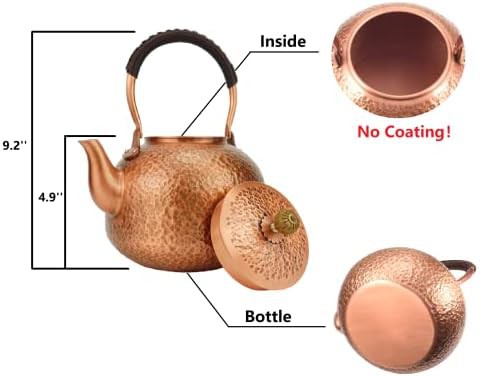 Hammered solid copper tea pot for gas stove — photo 3