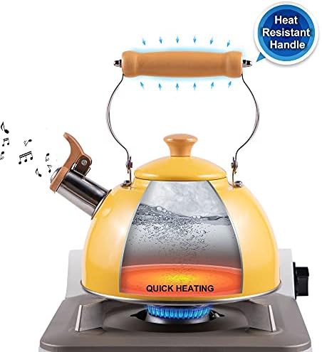 Yellow Whistling Stainless Steel Kettle 2.7 Quart — photo 3