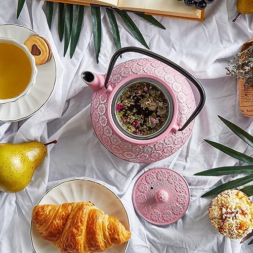 Pink cast iron Japanese kettle with infuser — photo 3