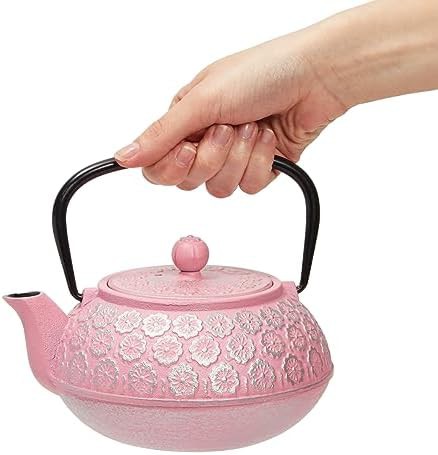 Pink cast iron Japanese kettle with infuser — photo 4