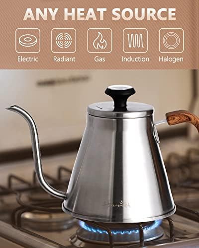 Stainless steel gooseneck kettle with thermometer — photo 4