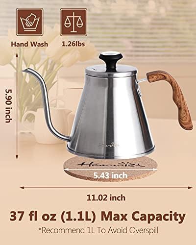 Stainless steel gooseneck kettle with thermometer — photo 5