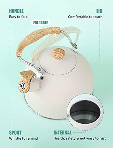 Milk white whistling tea kettle with handle — photo 4