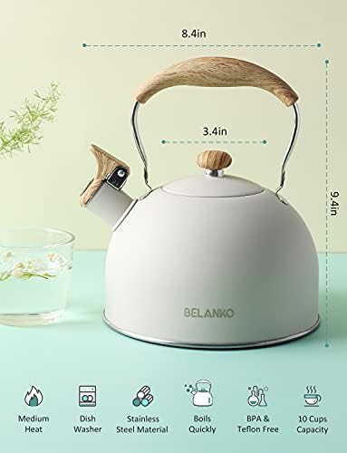 Milk white whistling tea kettle with handle — photo 5