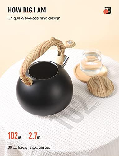 Matte black whistling tea kettle for stovetops — photo 3