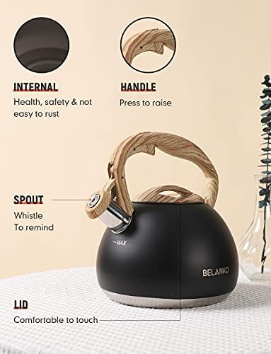 Matte black whistling tea kettle for stovetops — photo 4